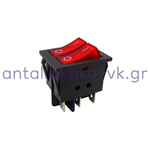 Dual ON-OFF switch, 6 contacts, with red GENERAL PURPOSE indicator lights